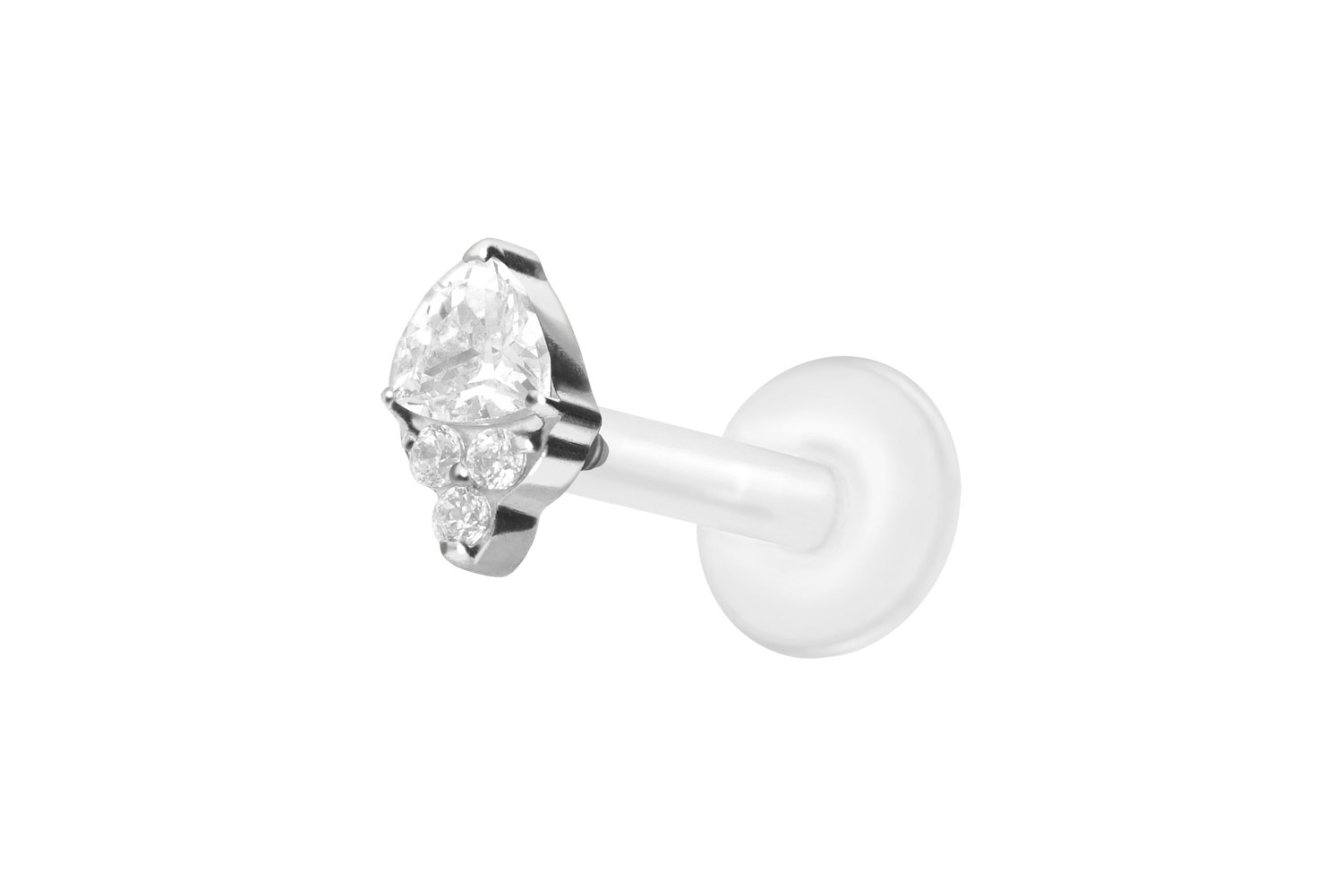 PTFE Labret Piercing mit Innengewinde + Titan-Aufsatz EINGEFASSTE KRISTALLE